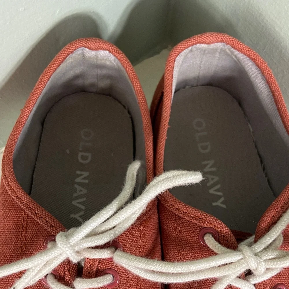 Mens Size 8 Old Navy Rust Copper Canvas Sneakers Deck Boat Shoes